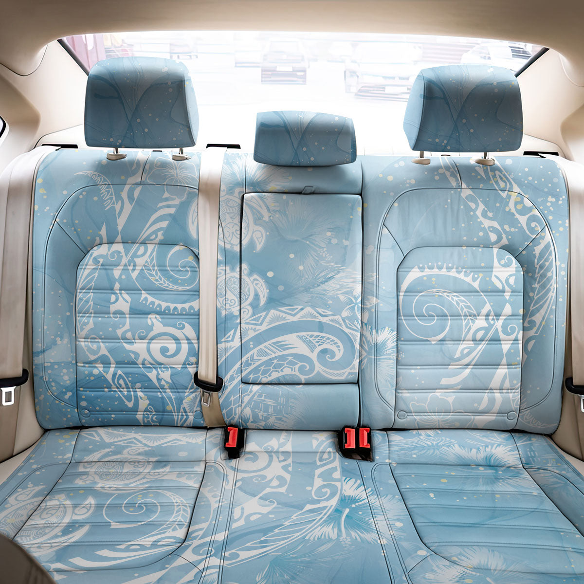Aloha Hawaii Turtles Floral Back Car Seat Cover Aqua Marbles Glaze