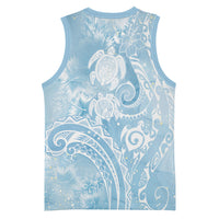 Aloha Hawaii Turtles Floral Basketball Jersey Aqua Marbles Glaze