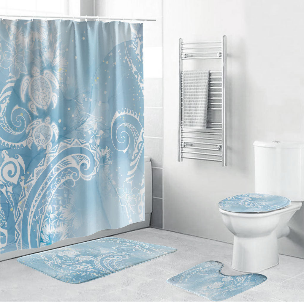 Aloha Hawaii Turtles Floral Bathroom Set Aqua Marbles Glaze