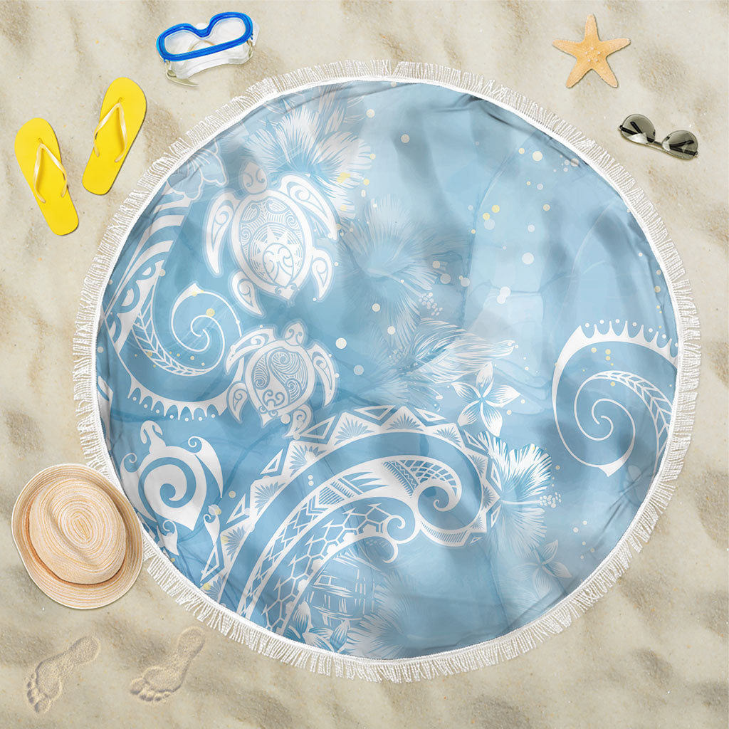 Aloha Hawaii Turtles Floral Beach Blanket Aqua Marbles Glaze
