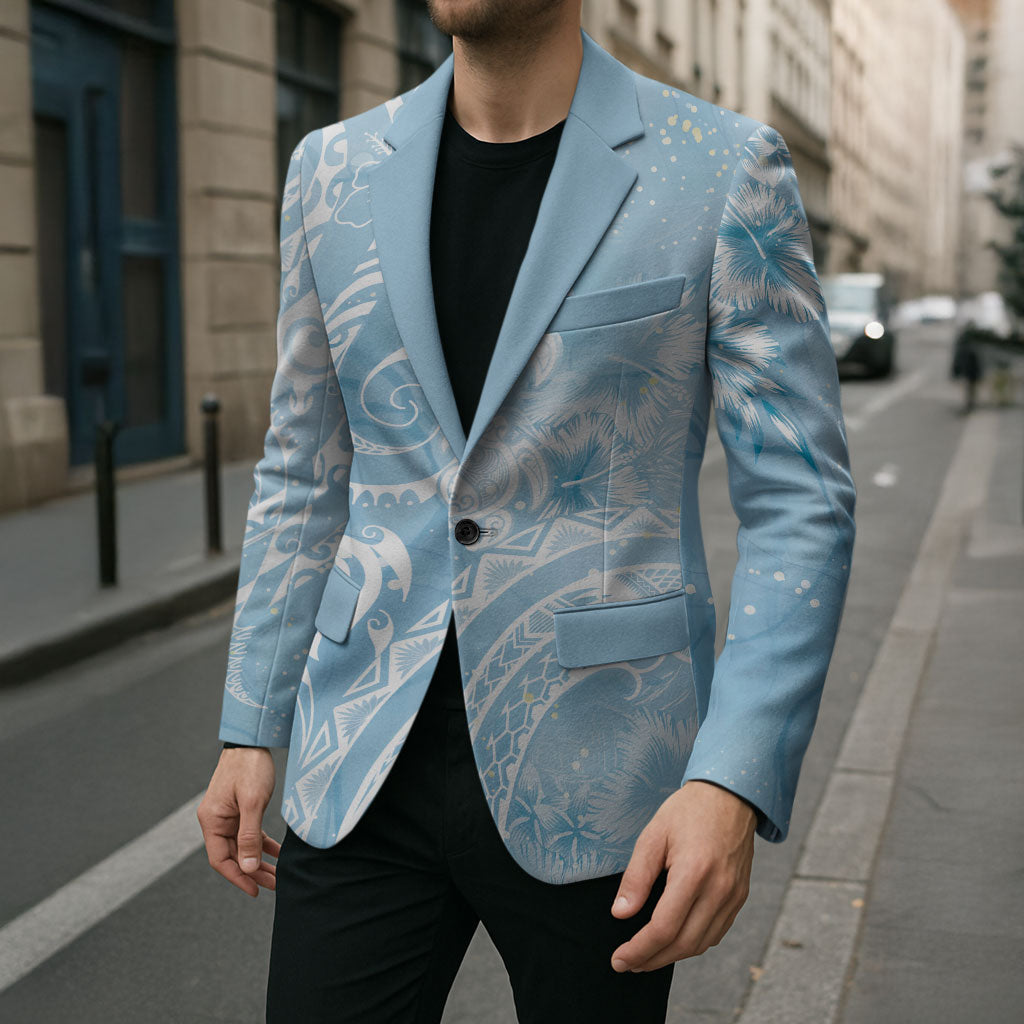 Aloha Hawaii Turtles Floral Blazer Aqua Marbles Glaze