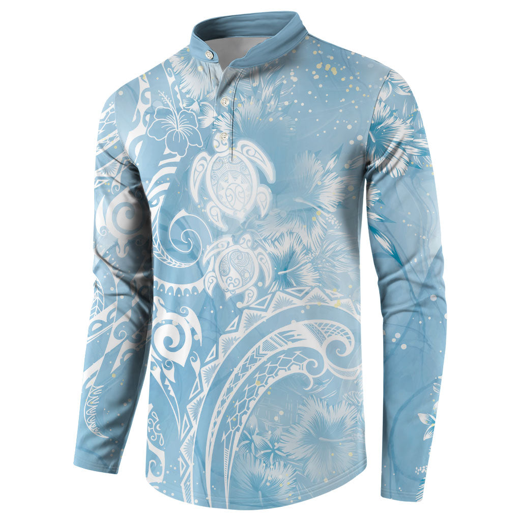 Aloha Hawaii Turtles Floral Button Sweatshirt Aqua Marbles Glaze