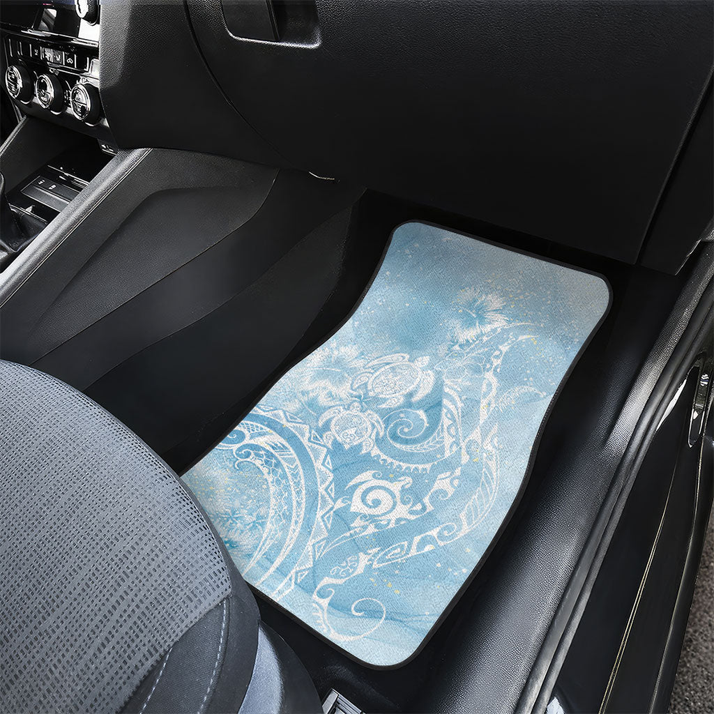Aloha Hawaii Turtles Floral Car Mats Aqua Marbles Glaze