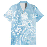 Aloha Hawaii Turtles Floral Family Matching Long Sleeve Bodycon Dress and Hawaiian Shirt Aqua Marbles Glaze