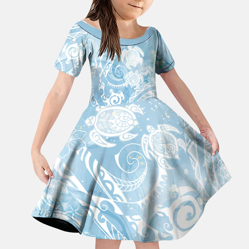 Aloha Hawaii Turtles Floral Family Matching Summer Maxi Dress and Hawaiian Shirt Aqua Marbles Glaze