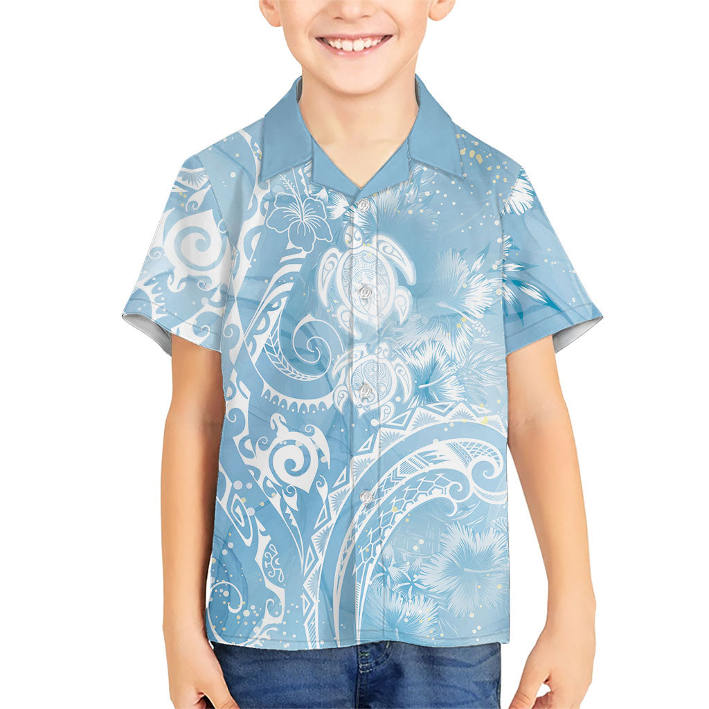 Aloha Hawaii Turtles Floral Family Matching Tank Maxi Dress and Hawaiian Shirt Aqua Marbles Glaze