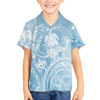 Aloha Hawaii Turtles Floral Hawaiian Shirt Aqua Marbles Glaze