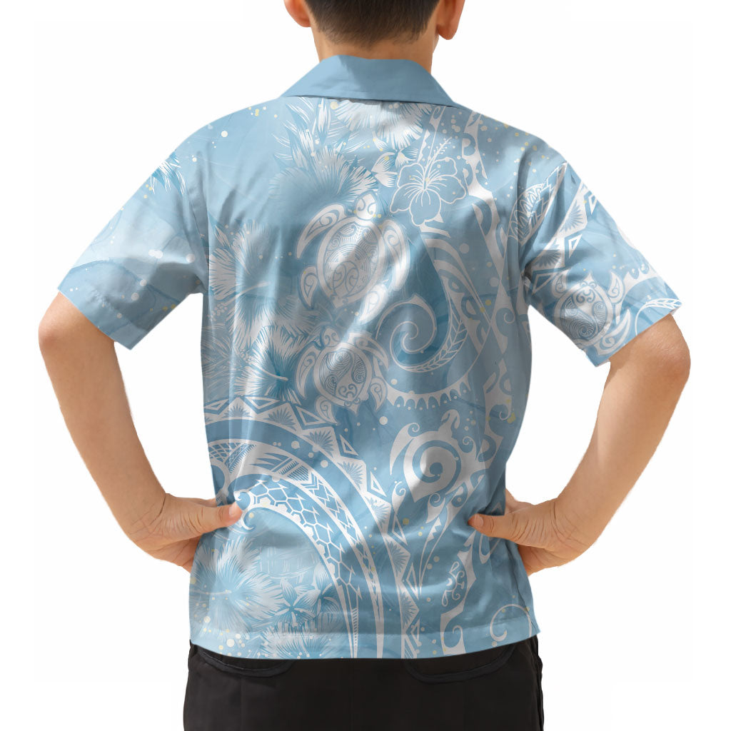 Aloha Hawaii Turtles Floral Kid Hawaiian Shirt Aqua Marbles Glaze LT7