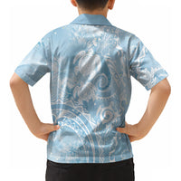 Aloha Hawaii Turtles Floral Kid Hawaiian Shirt Aqua Marbles Glaze LT7