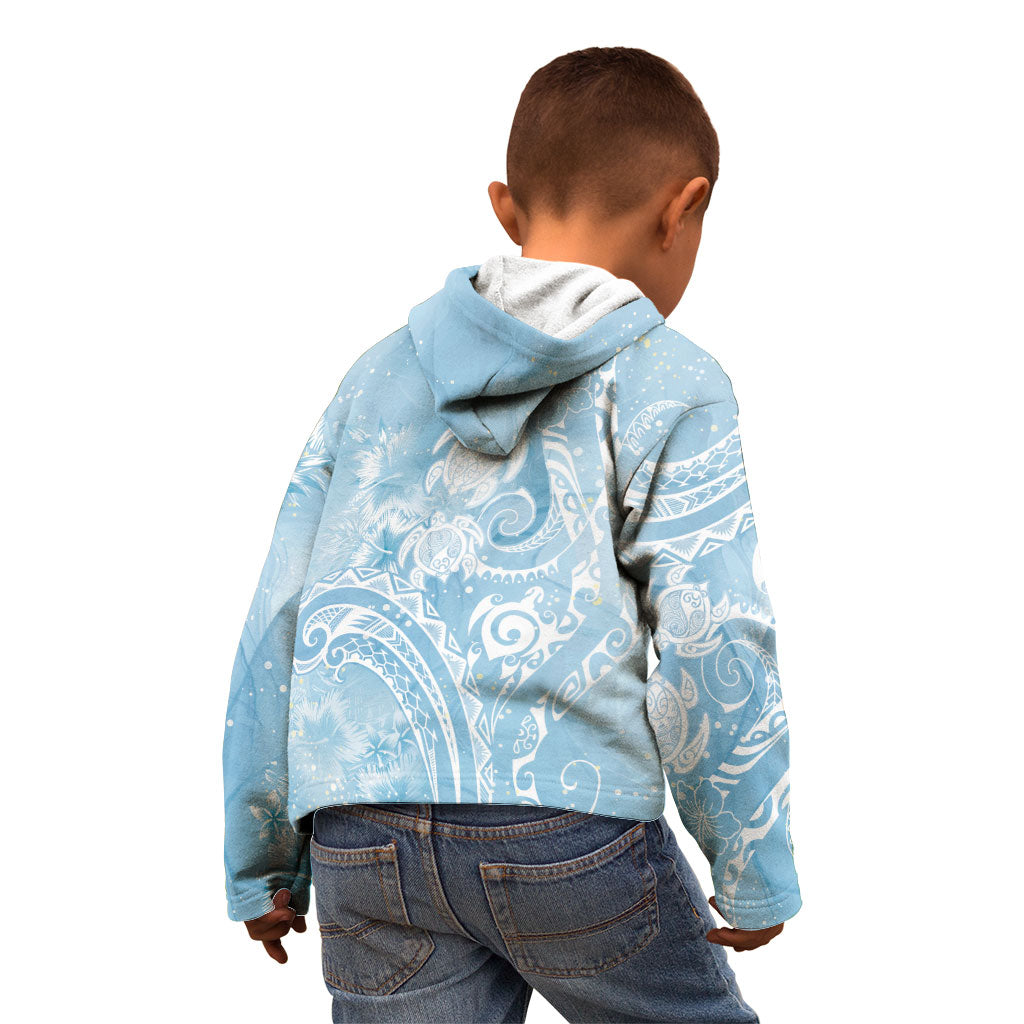 Aloha Hawaii Turtles Floral Kid Hoodie Aqua Marbles Glaze