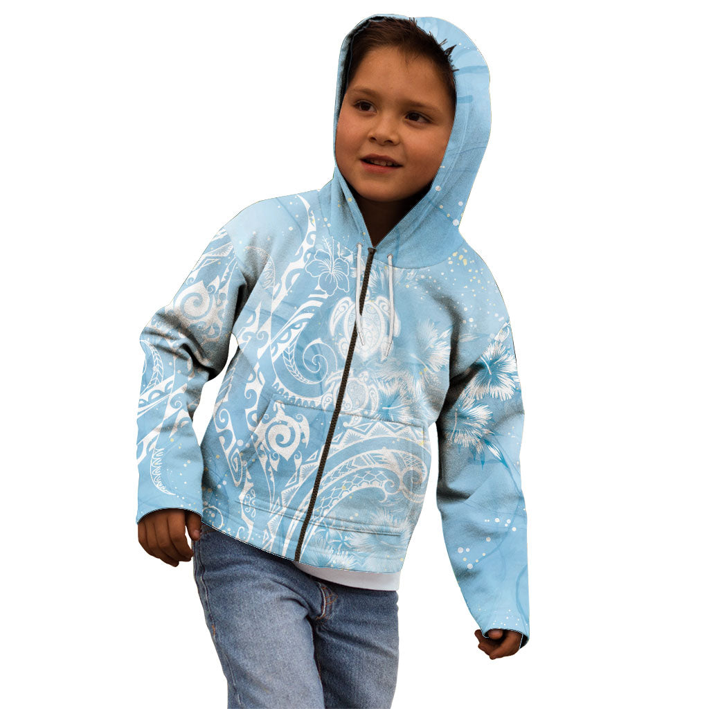 Aloha Hawaii Turtles Floral Kid Hoodie Aqua Marbles Glaze