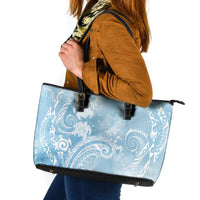 Aloha Hawaii Turtles Floral Leather Tote Bag Aqua Marbles Glaze