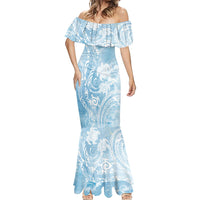Aloha Hawaii Turtles Floral Mermaid Dress Aqua Marbles Glaze