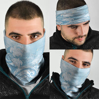 Aloha Hawaii Turtles Floral Neck Gaiter Aqua Marbles Glaze
