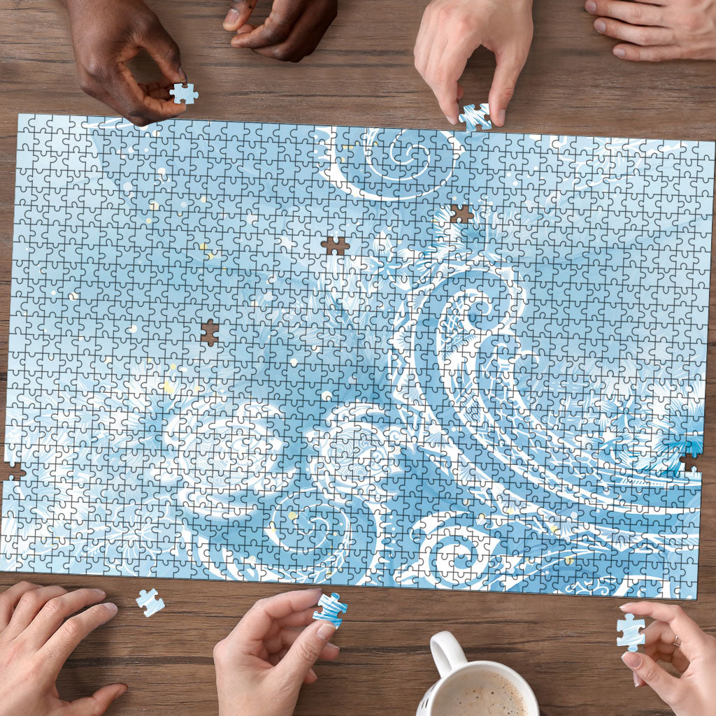Aloha Hawaii Turtles Floral Puzzle Aqua Marbles Glaze