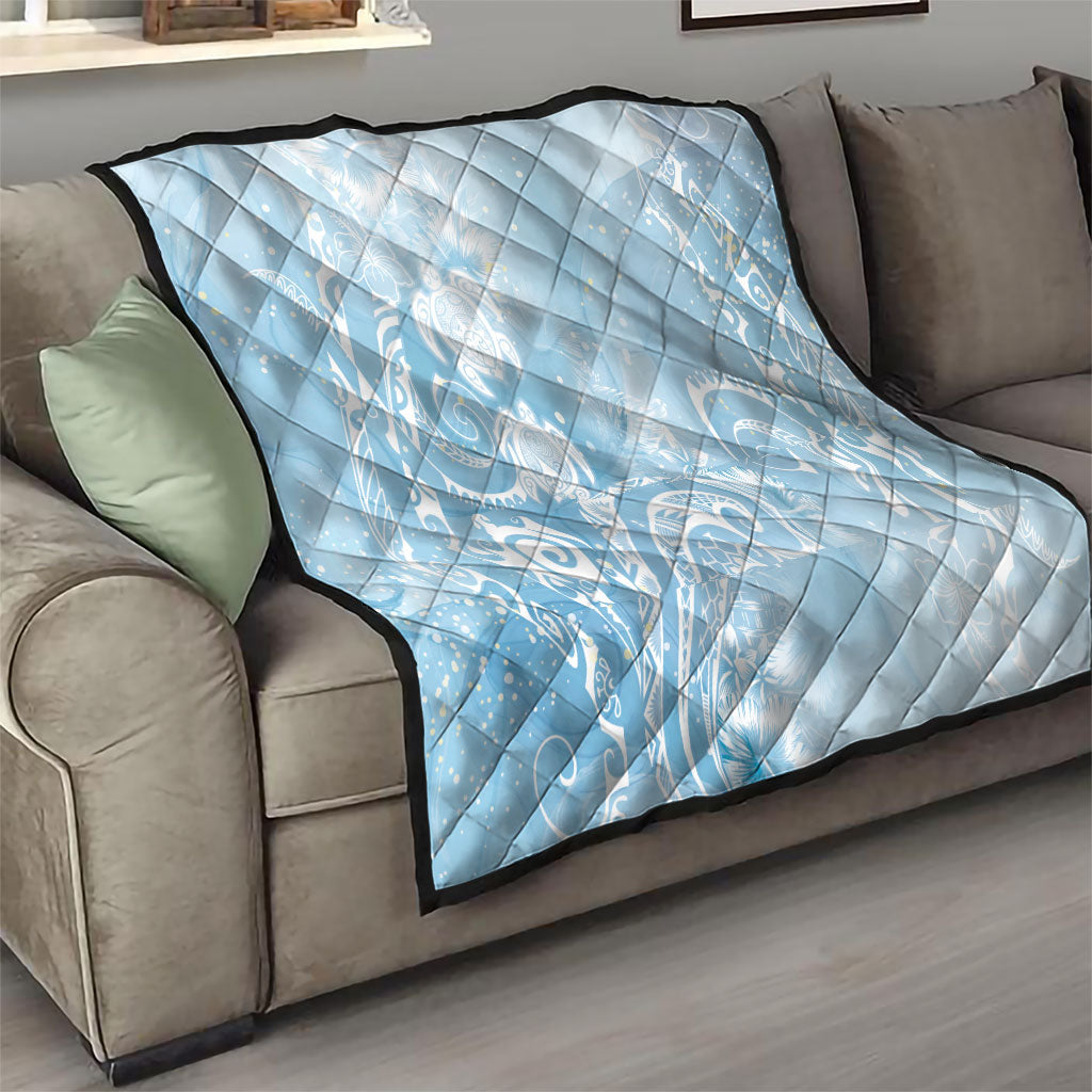Aloha Hawaii Turtles Floral Quilt Aqua Marbles Glaze