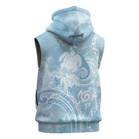 Aloha Hawaii Turtles Floral Sleeveless Hoodie Aqua Marbles Glaze