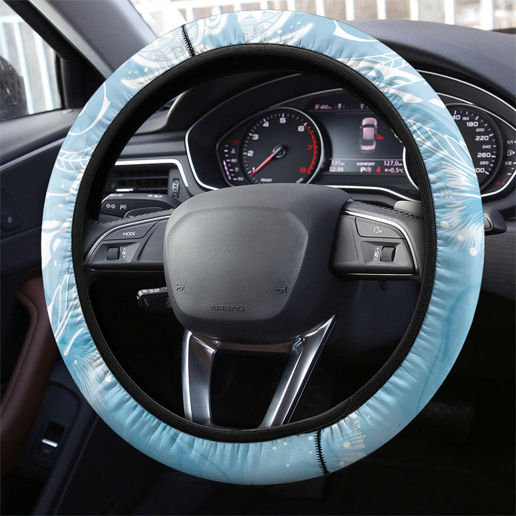 Aloha Hawaii Turtles Floral Steering Wheel Cover Aqua Marbles Glaze