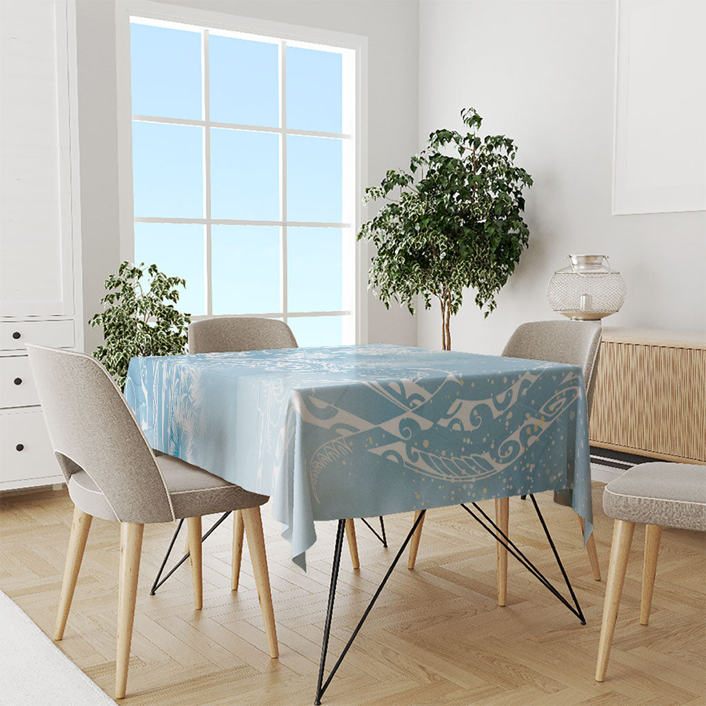 Aloha Hawaii Turtles Floral Tablecloth Aqua Marbles Glaze