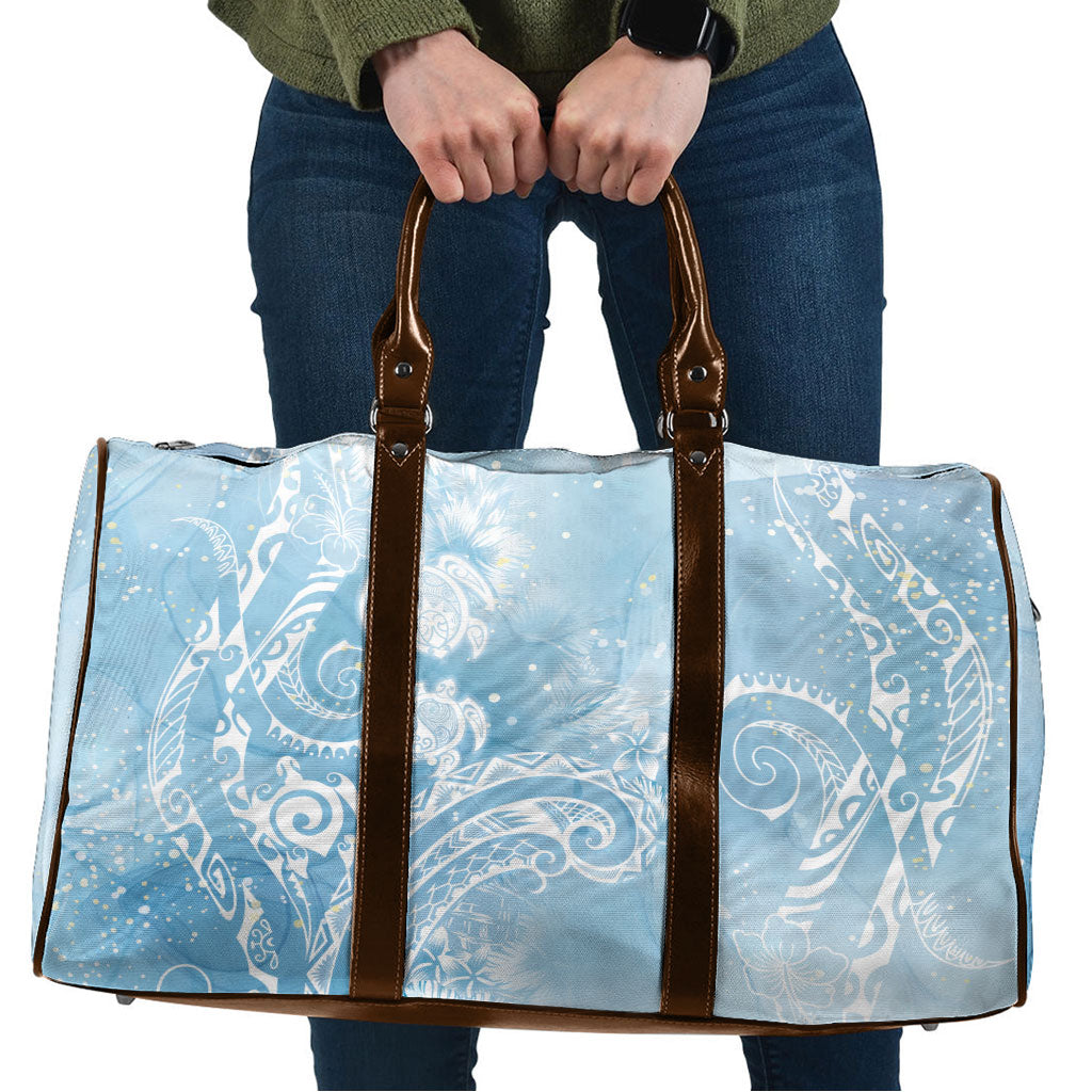 Aloha Hawaii Turtles Floral Travel Bag Aqua Marbles Glaze