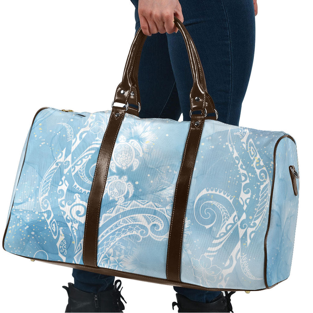 Aloha Hawaii Turtles Floral Travel Bag Aqua Marbles Glaze