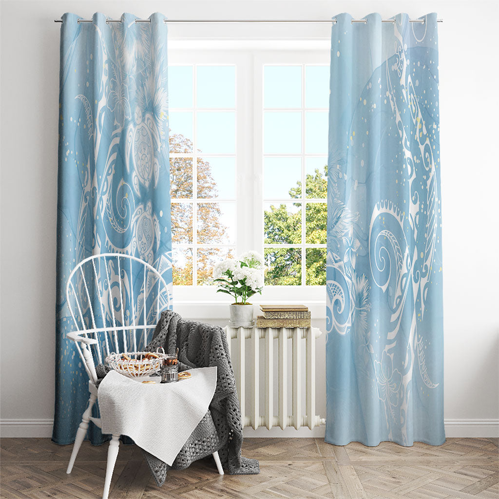 Aloha Hawaii Turtles Floral Window Curtain Aqua Marbles Glaze