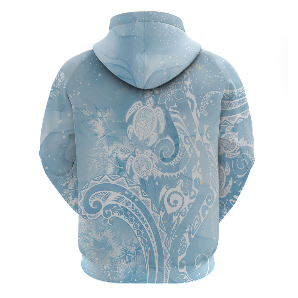 Aloha Hawaii Turtles Floral Zip Hoodie Aqua Marbles Glaze