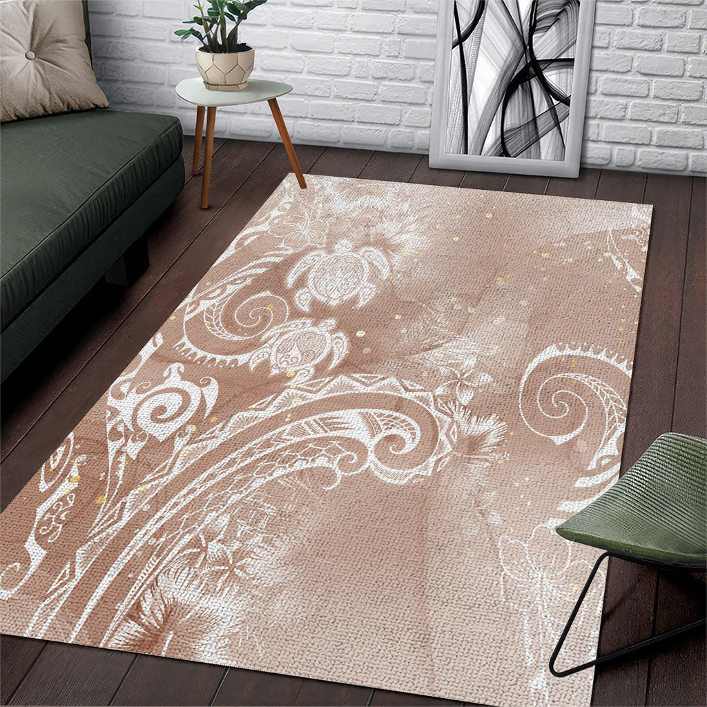 Aloha Hawaii Turtles Floral Area Rug Taupe Marbles Glaze