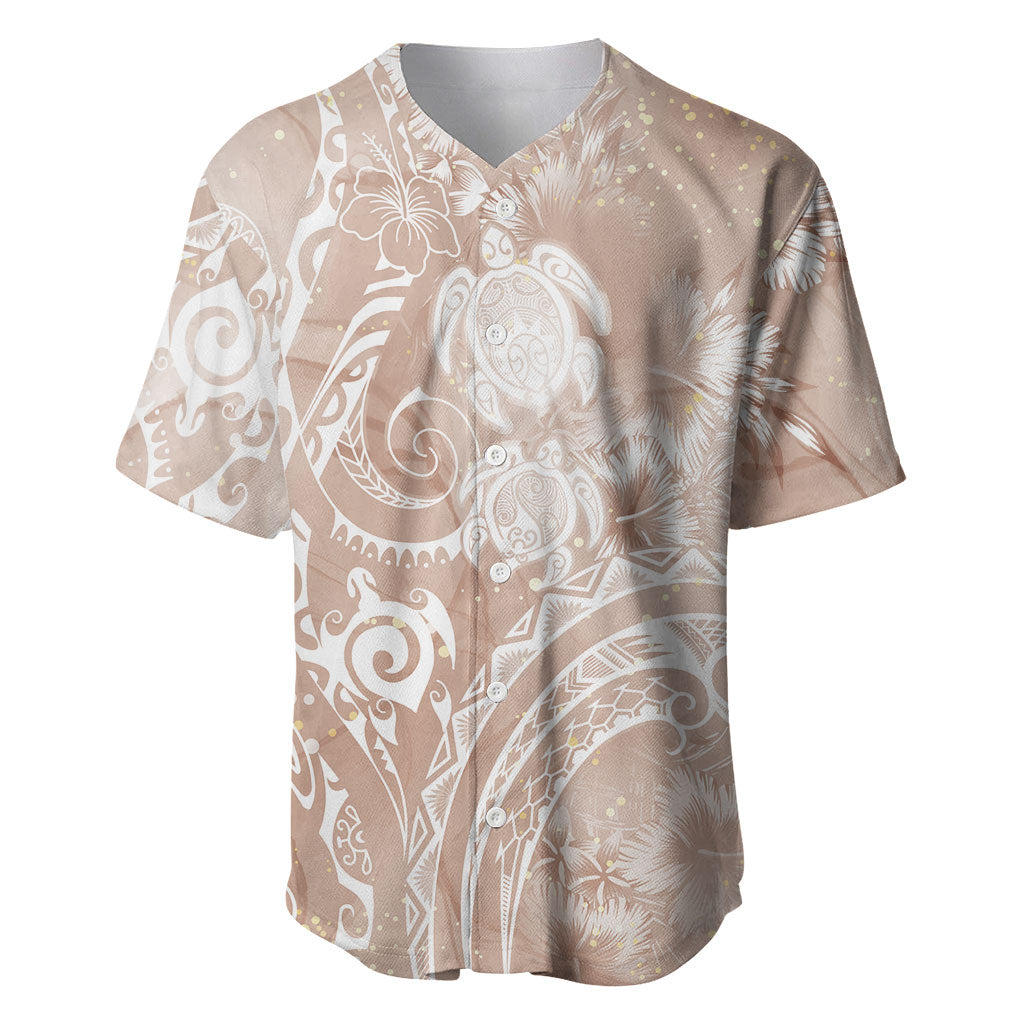 Aloha Hawaii Turtles Floral Baseball Jersey Taupe Marbles Glaze