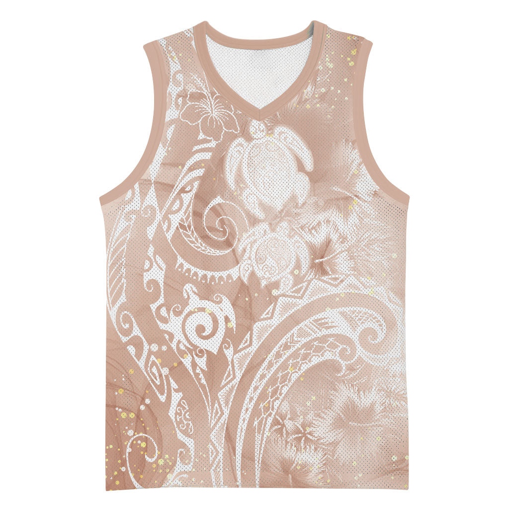Aloha Hawaii Turtles Floral Basketball Jersey Taupe Marbles Glaze