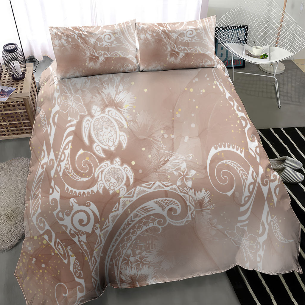 Aloha Hawaii Turtles Floral Bedding Set Taupe Marbles Glaze