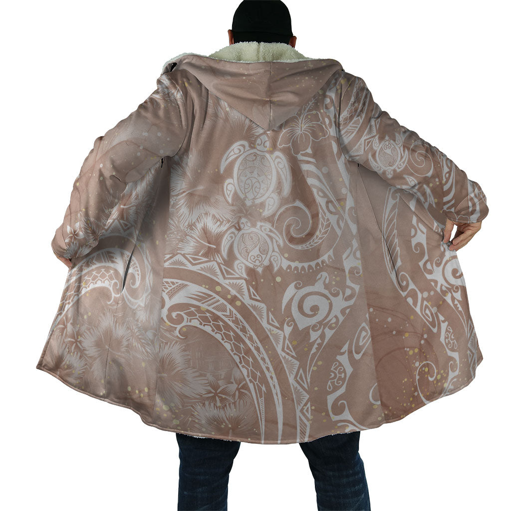 Aloha Hawaii Turtles Floral Cloak Taupe Marbles Glaze