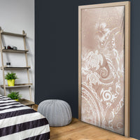 Aloha Hawaii Turtles Floral Door Cover Taupe Marbles Glaze