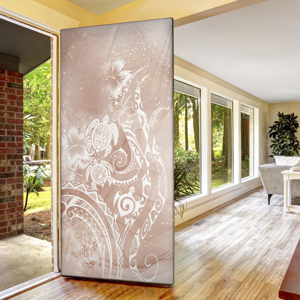 Aloha Hawaii Turtles Floral Door Cover Taupe Marbles Glaze