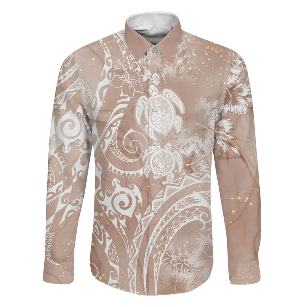 Aloha Hawaii Turtles Floral Family Matching Mermaid Dress and Hawaiian Shirt Taupe Marbles Glaze