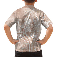 Aloha Hawaii Turtles Floral Family Matching Off Shoulder Maxi Dress and Hawaiian Shirt Taupe Marbles Glaze