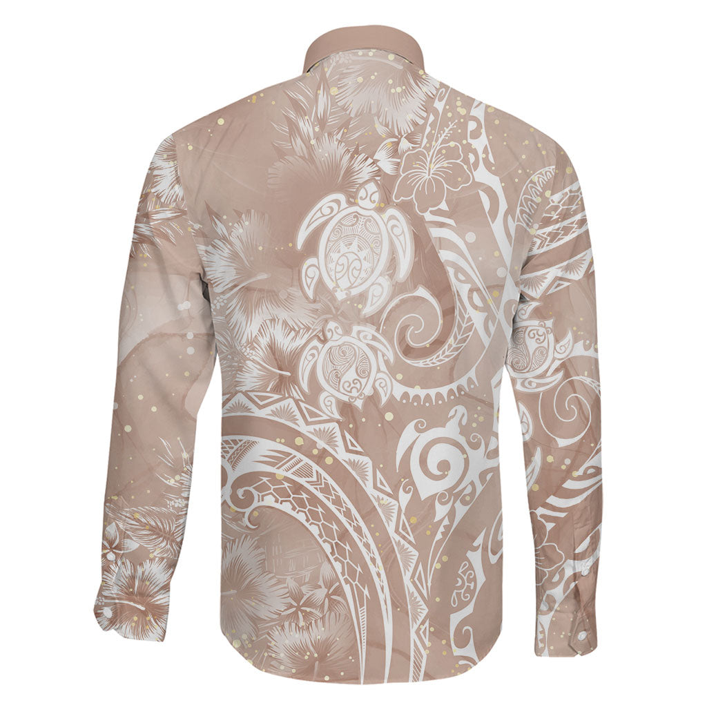 Aloha Hawaii Turtles Floral Family Matching Off Shoulder Short Dress and Hawaiian Shirt Taupe Marbles Glaze