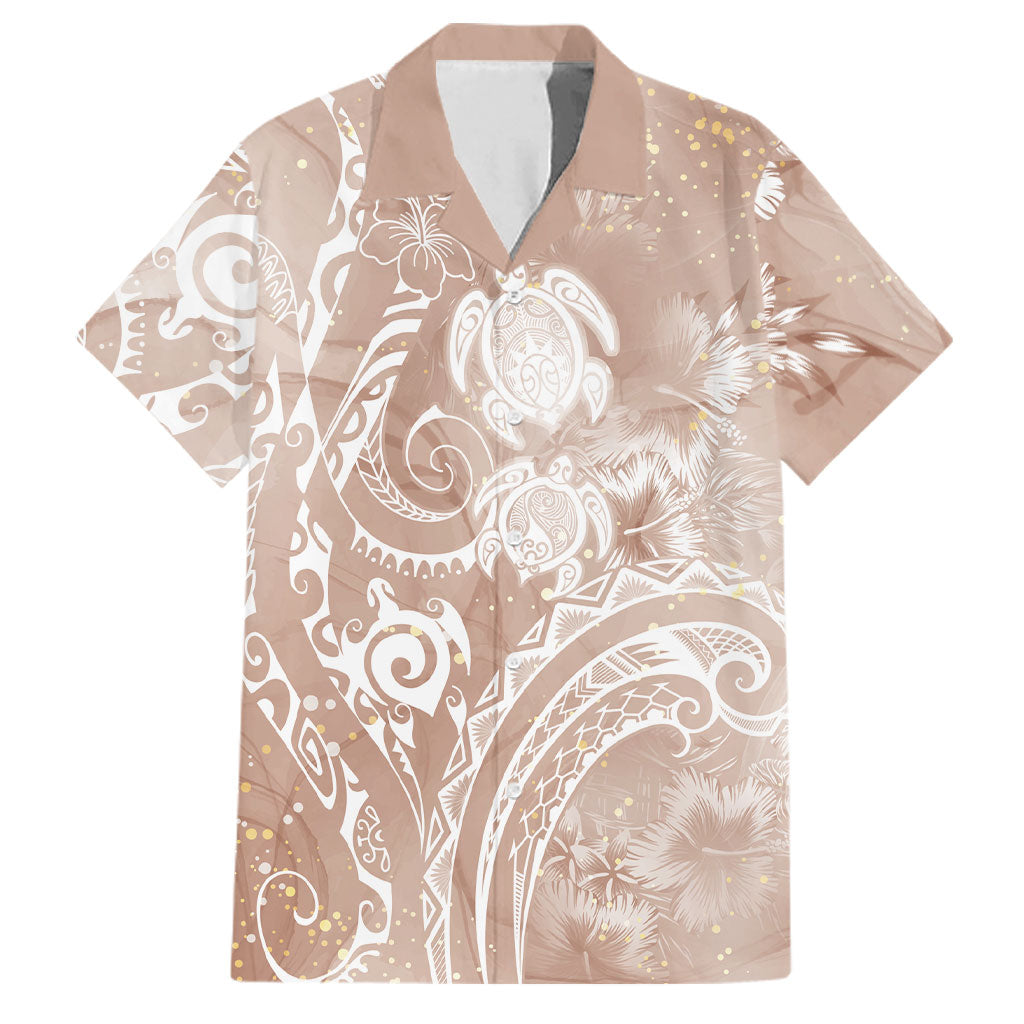 Aloha Hawaii Turtles Floral Family Matching Summer Maxi Dress and Hawaiian Shirt Taupe Marbles Glaze