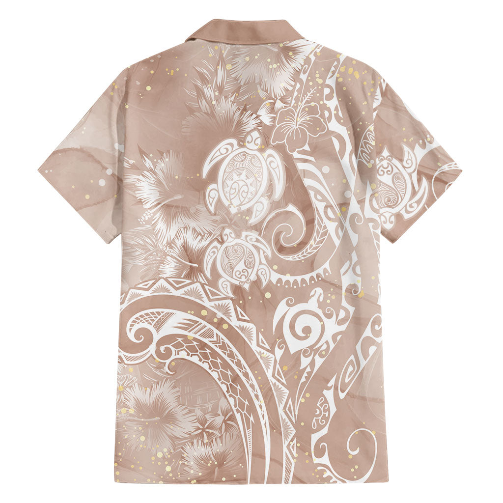 Aloha Hawaii Turtles Floral Family Matching Summer Maxi Dress and Hawaiian Shirt Taupe Marbles Glaze