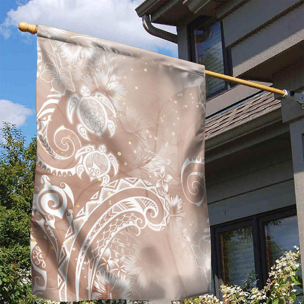 Aloha Hawaii Turtles Floral Garden Flag Taupe Marbles Glaze