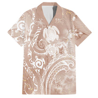 Aloha Hawaii Turtles Floral Hawaiian Shirt Taupe Marbles Glaze