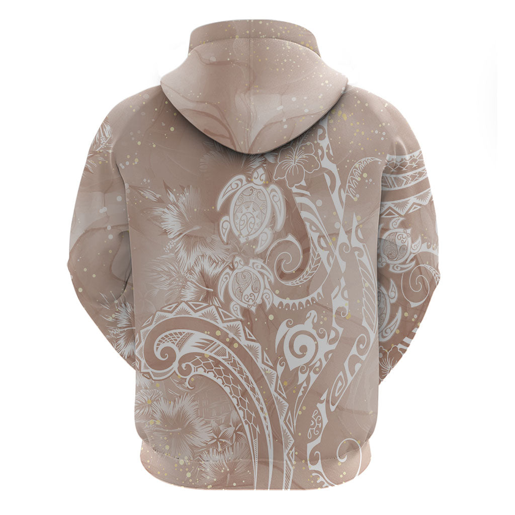 Aloha Hawaii Turtles Floral Hoodie Taupe Marbles Glaze