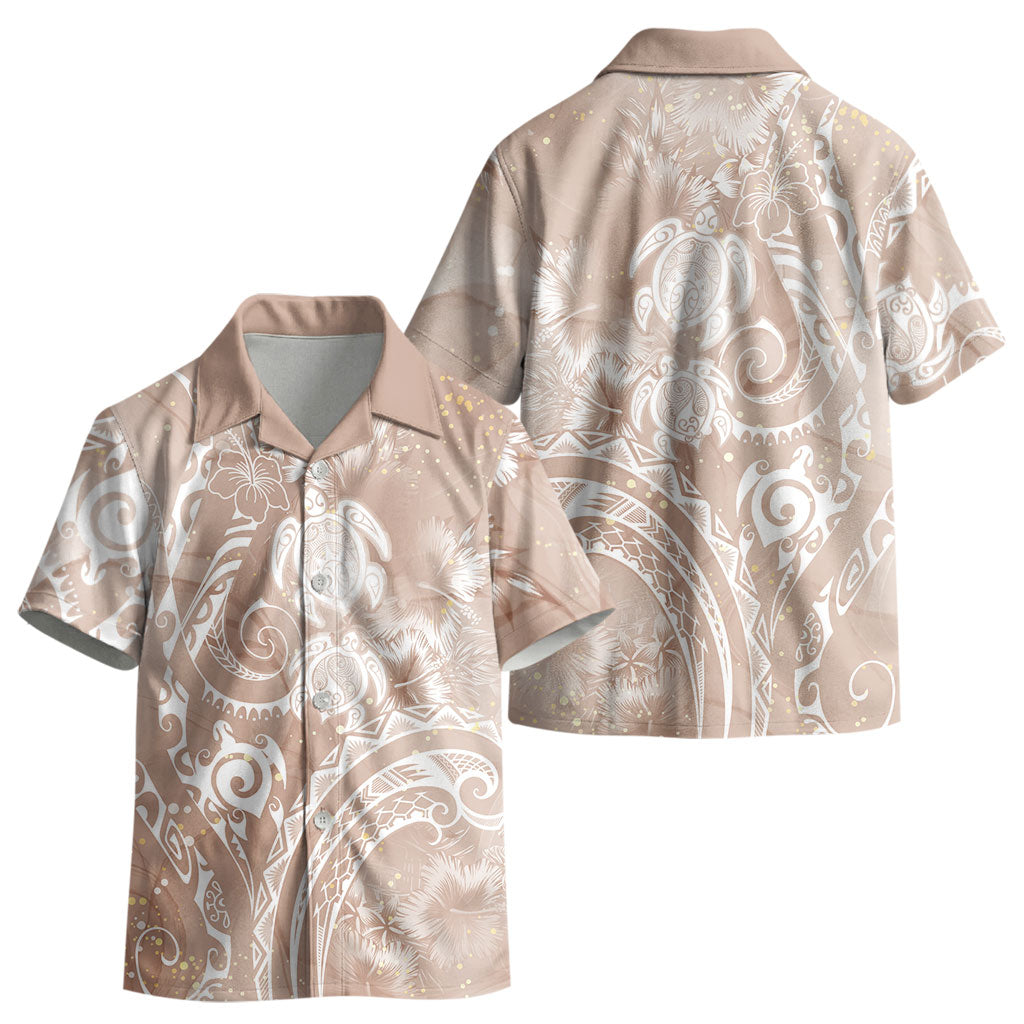Aloha Hawaii Turtles Floral Kid Hawaiian Shirt Taupe Marbles Glaze LT7