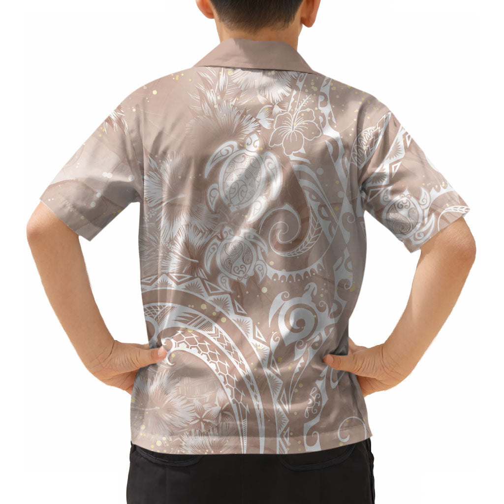 Aloha Hawaii Turtles Floral Kid Hawaiian Shirt Taupe Marbles Glaze LT7
