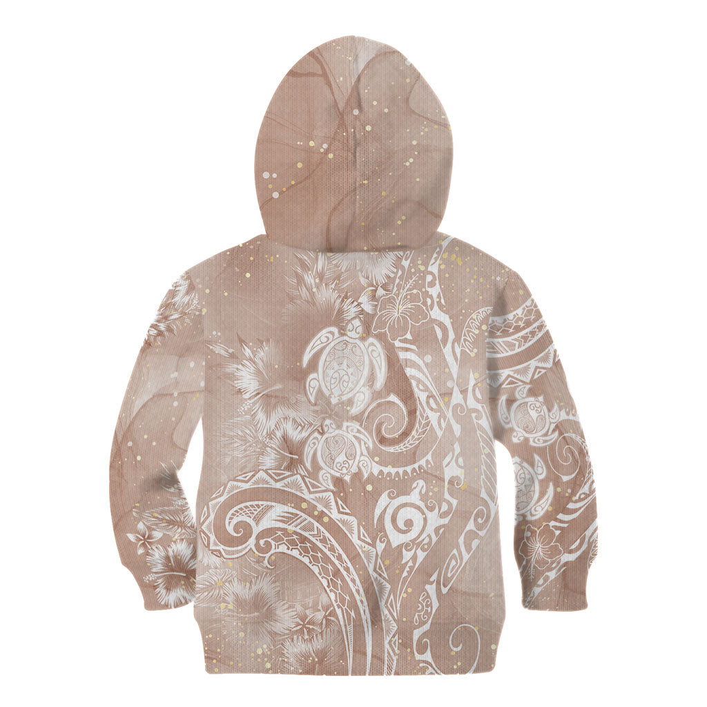 Aloha Hawaii Turtles Floral Kid Hoodie Taupe Marbles Glaze