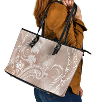 Aloha Hawaii Turtles Floral Leather Tote Bag Taupe Marbles Glaze