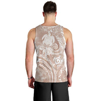 Aloha Hawaii Turtles Floral Men Tank Top Taupe Marbles Glaze