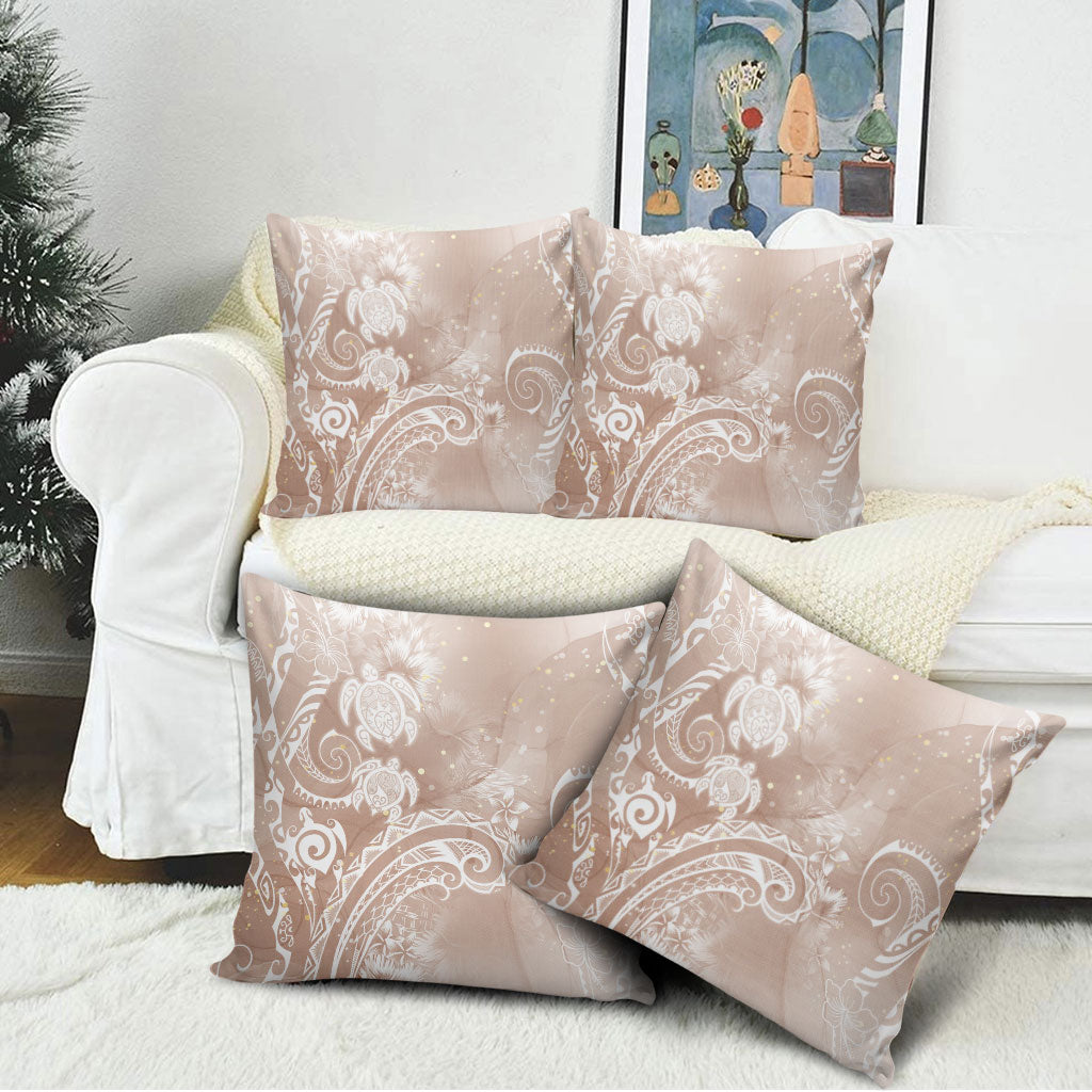 Aloha Hawaii Turtles Floral Pillow Cover Taupe Marbles Glaze