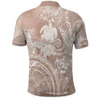 Aloha Hawaii Turtles Floral Polo Shirt Taupe Marbles Glaze