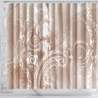 Aloha Hawaii Turtles Floral Shower Curtain Taupe Marbles Glaze